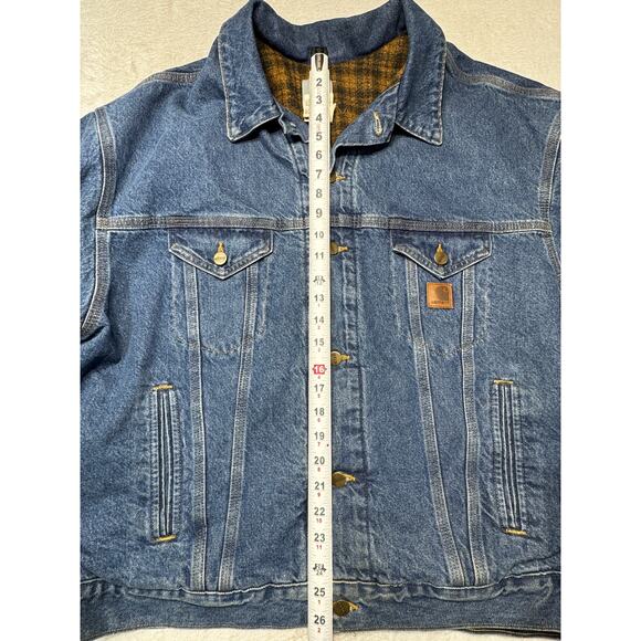 VTG Carhartt Union Made Detroit USA Gold&Brown Blanket Lined Jean Jacket Sz XXL - Picture 9 of 12